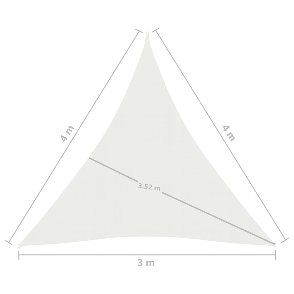 Para-sol estilo vela 160 g/m² 3x4x4 m PEAD cor branco