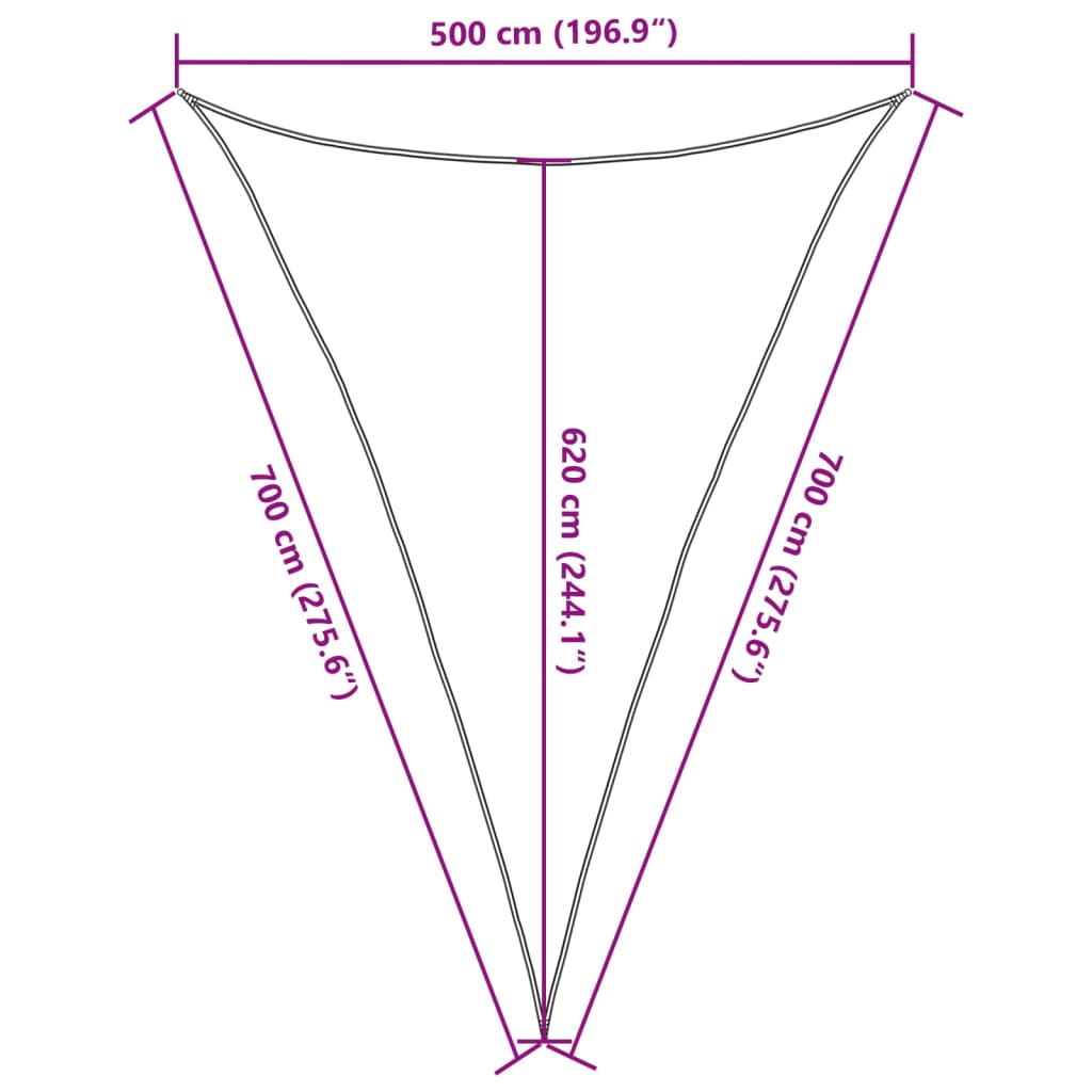 Para-sol estilo vela 160 g/m² 5x7x7 m PEAD branco