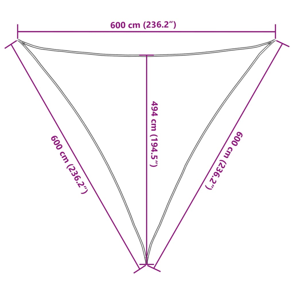 Para-sol estilo vela 160 g/m² 6x6x6 m PEAD branco