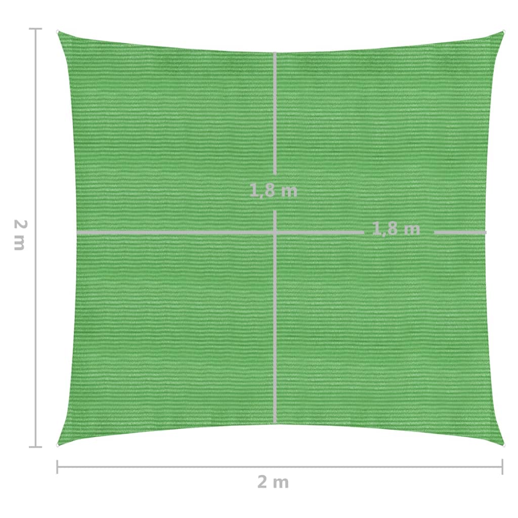 Para-sol estilo vela 160 g/m² 2x2 m PEAD verde-claro