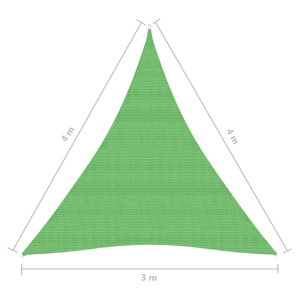 Para-sol estilo vela 160 g/m² 3x4x4 m PEAD verde-claro