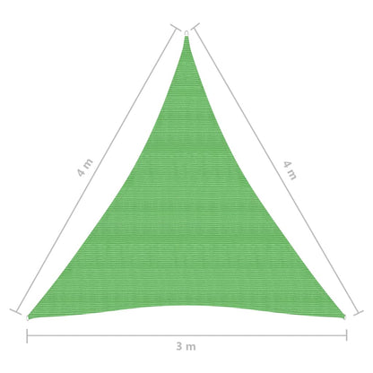 Para-sol estilo vela 160 g/m² 3x4x4 m PEAD verde-claro