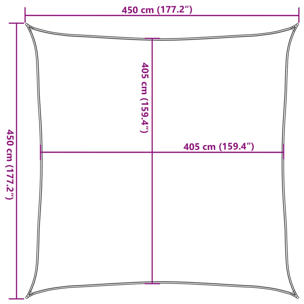 Para-sol estilo vela quadrado 160 g/m² 4,5x4,5m PEAD terracotta