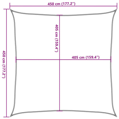 Para-sol estilo vela quadrado 160 g/m² 4,5x4,5m PEAD terracotta