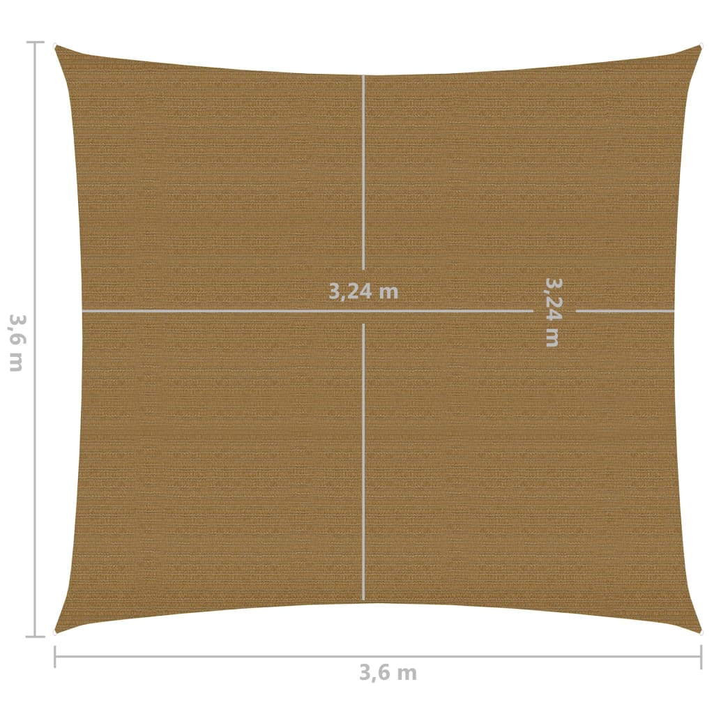 Para-sol estilo vela 160 g/m² 3,6x3,6 m PEAD cinza-acastanhado