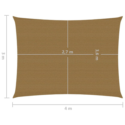 Para-sol estilo vela 160 g/m² 3x4 m PEAD cinzento-acastanhado