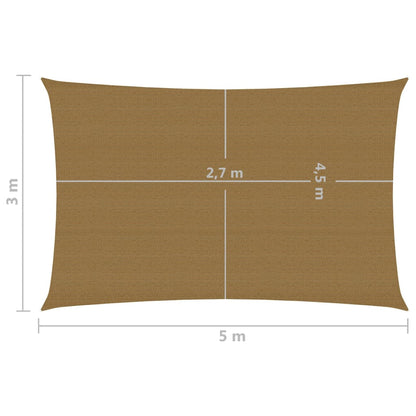 Para-sol estilo vela 160 g/m² 3x5 m PEAD cinzento-acastanhado