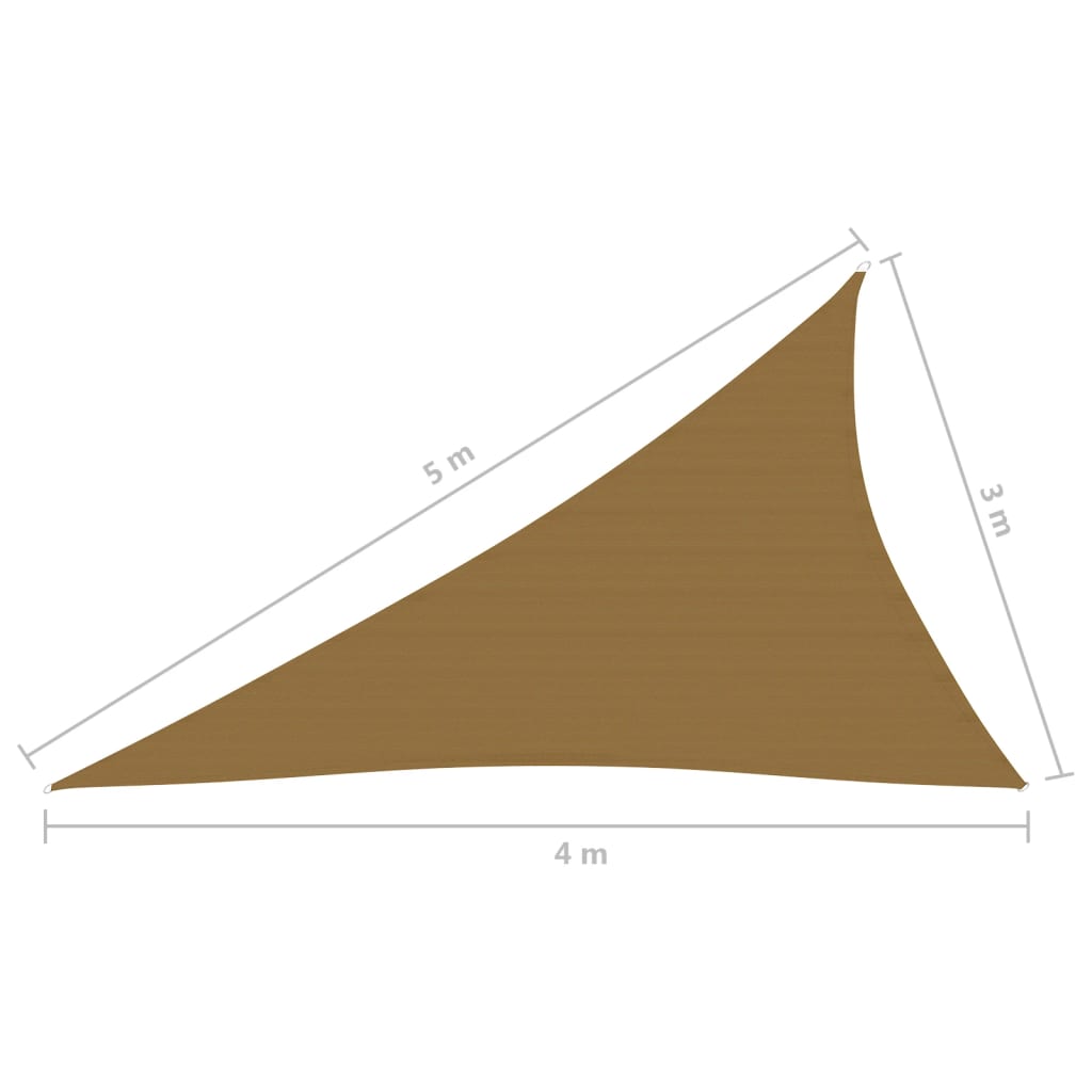 Para-sol estilo vela 160 g/m² 3x4x5 m PEAD cinzento-castanho