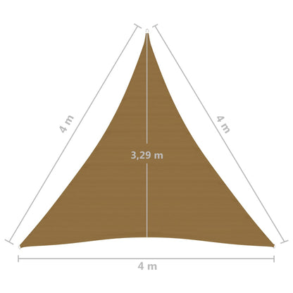 Para-sol estilo vela 160 g/m² 4x4x4m PEAD cinzento-acastanhado