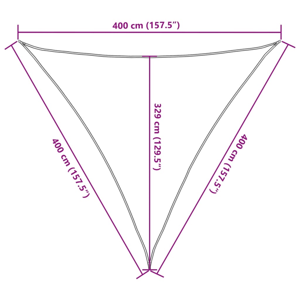 Para-sol estilo vela 160 g/m² 4x4x4m PEAD cinzento-acastanhado