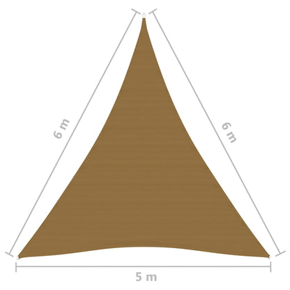 Para-sol estilo vela 160 g/m² 5x6x6 m PEAD cinza-acastanhado