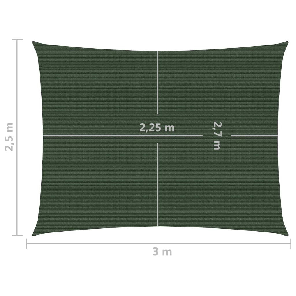 Para-sol estilo vela 160 g/m² 2,5x3 m PEAD verde-escuro