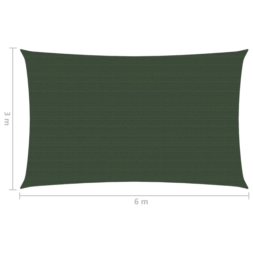 Para-sol estilo vela 160 g/m² 3x6 m PEAD verde-escuro