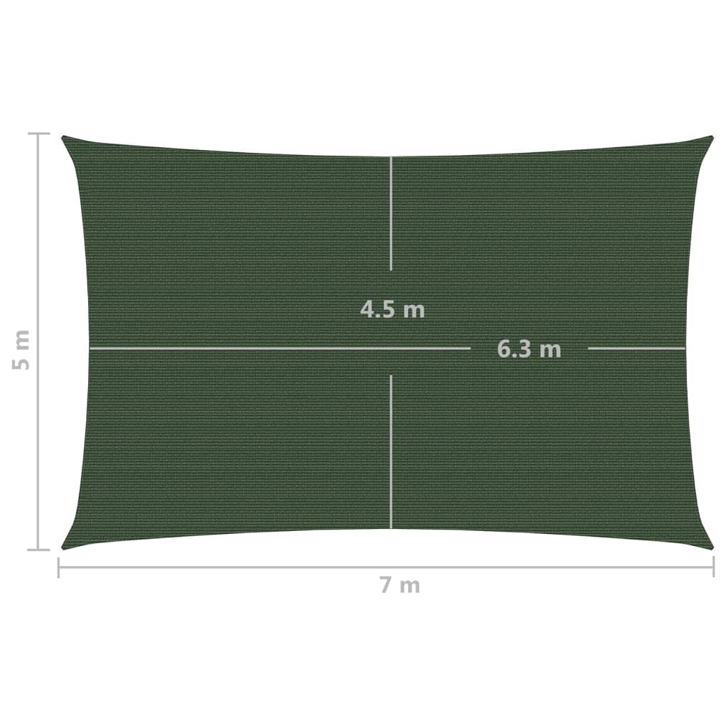 Para-sol estilo vela 160 g/m² 5x7 m PEAD verde-escuro