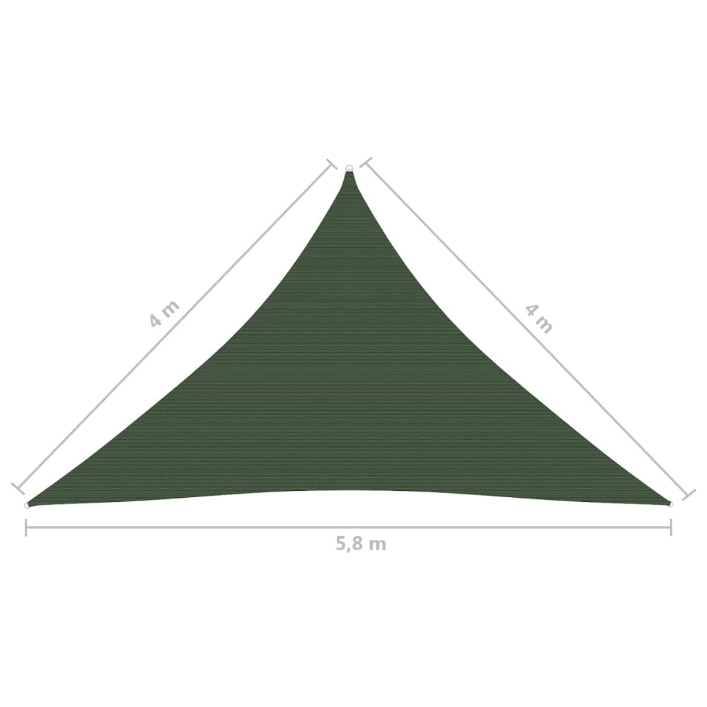 Para-sol estilo vela 160 g/m² 4x4x5,8 m PEAD verde-escuro