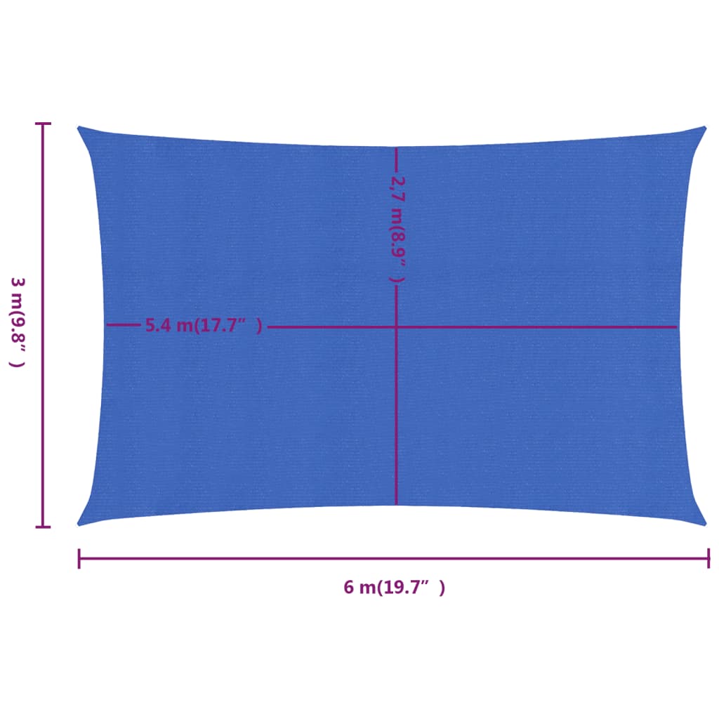 Para-sol estilo vela retangular 160 g/m² 3x6 m PEAD azul