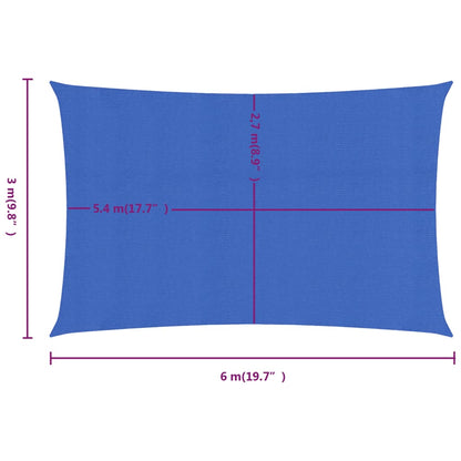 Para-sol estilo vela retangular 160 g/m² 3x6 m PEAD azul