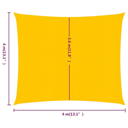 Para-sol estilo vela quadrado 160 g/m² 4x4 m PEAD amarelo