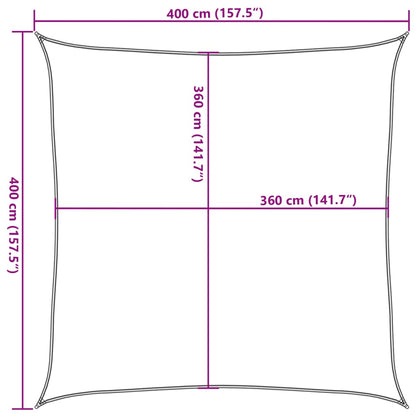 Para-sol estilo vela quadrado 160 g/m² 4x4 m PEAD amarelo