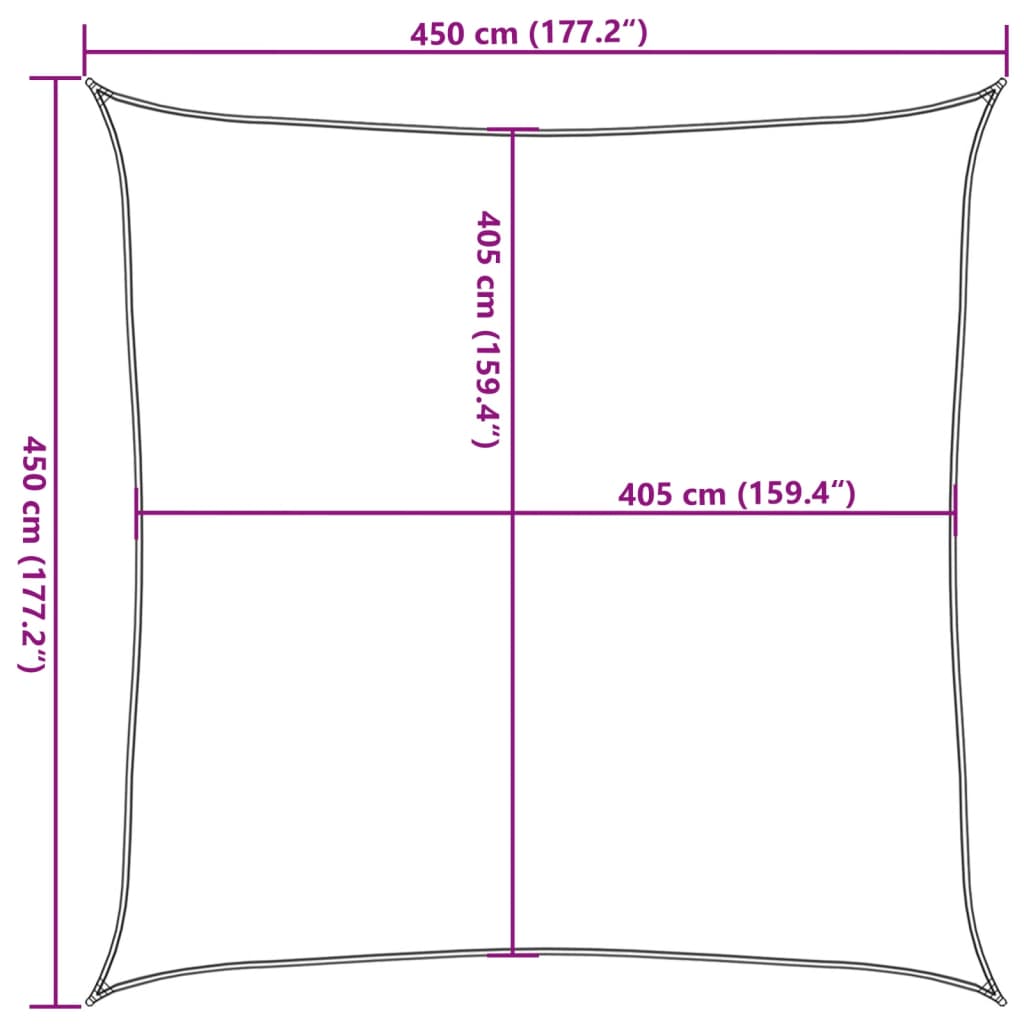 Para-sol estilo vela quadrado 160 g/m² 4,5x4,5 m PEAD amarelo