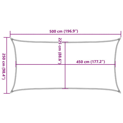 Para-sol estilo vela 160 g/m² 2,5x5 m PEAD amarelo