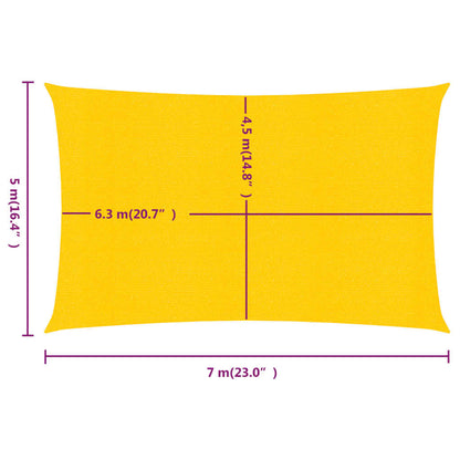 Para-sol estilo vela retangular 160 g/m² 5x7 m PEAD amarelo