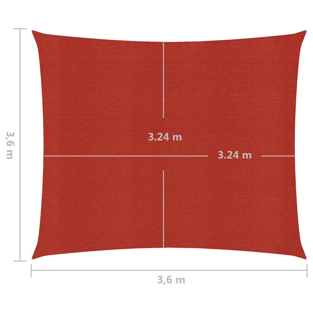 Para-sol estilo vela 160 g/m² 3,6x3,6 m PEAD vermelho