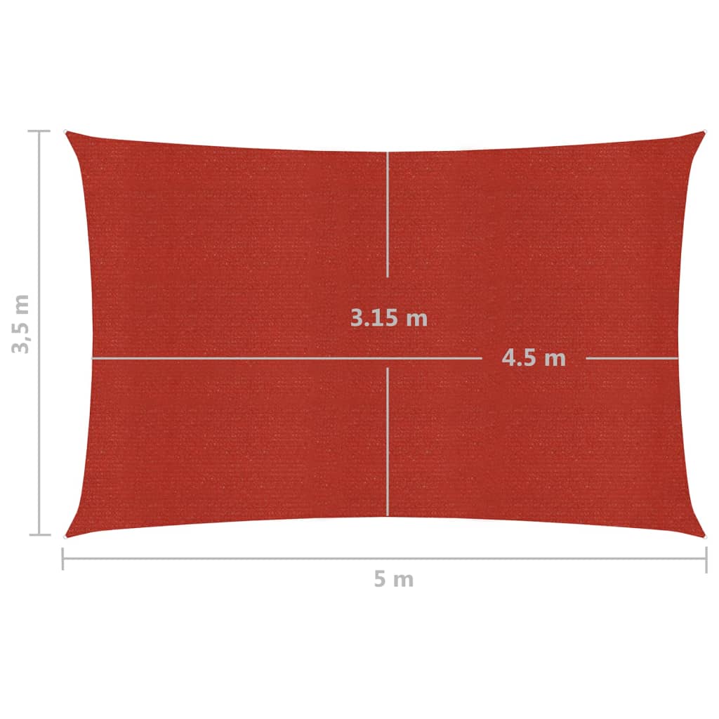 Para-sol estilo vela 160 g/m² 3,5x5 m PEAD vermelho