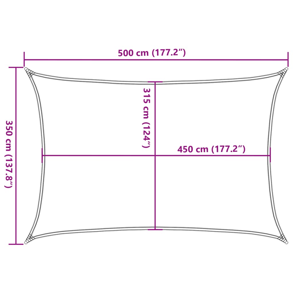 Para-sol estilo vela 160 g/m² 3,5x5 m PEAD vermelho