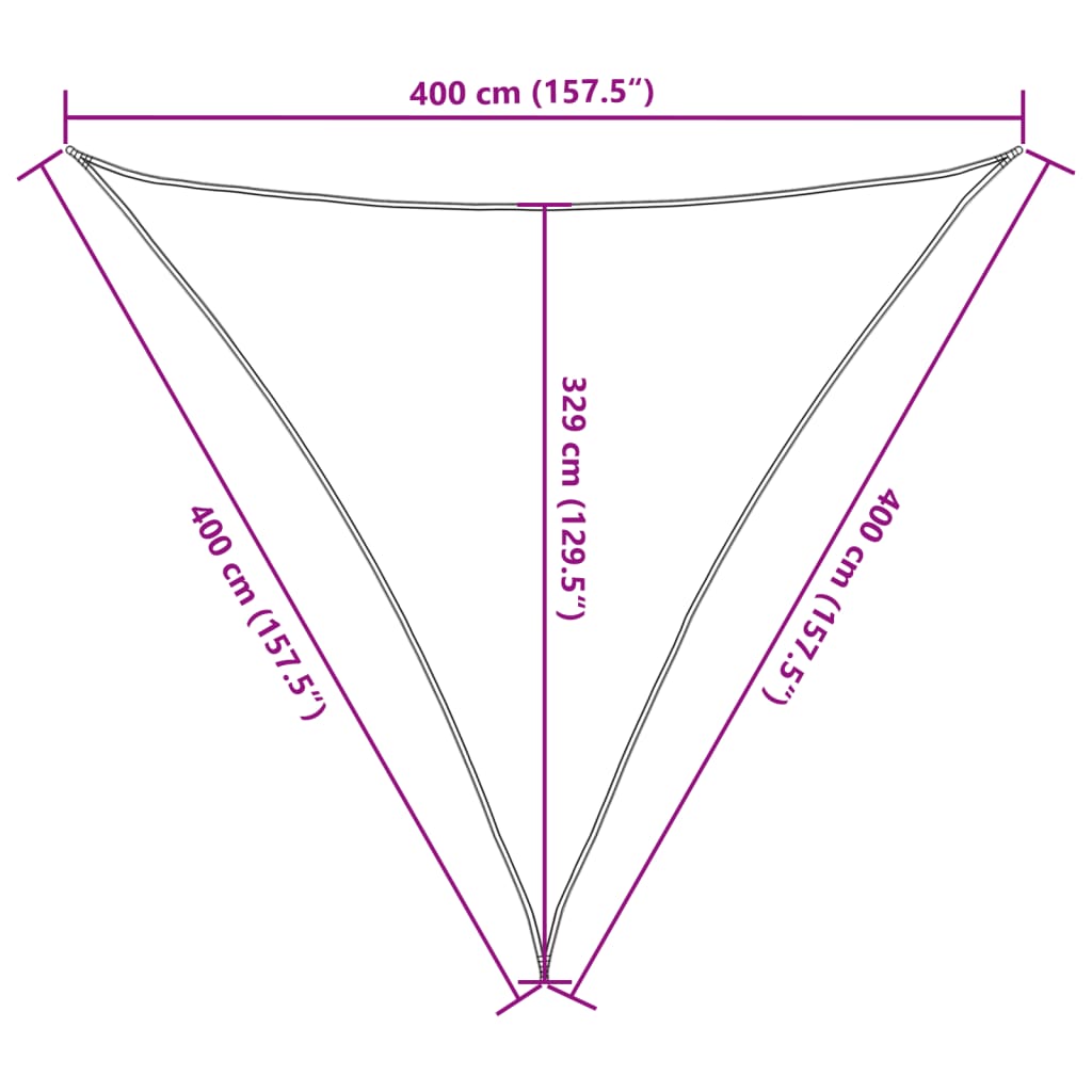 Para-sol estilo vela 160 g/m² 4x4x4m PEAD vermelho