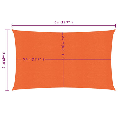 Para-sol estilo vela retangular 160 g/m² 3x6 m PEAD laranja