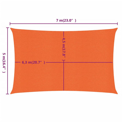 Para-sol estilo vela retangular 160 g/m² 5x7 m PEAD laranja