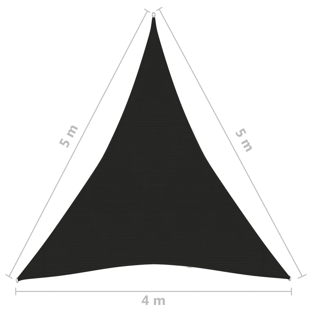 Para-sol estilo vela 160 g/m² 4x5x5 m PEAD preto