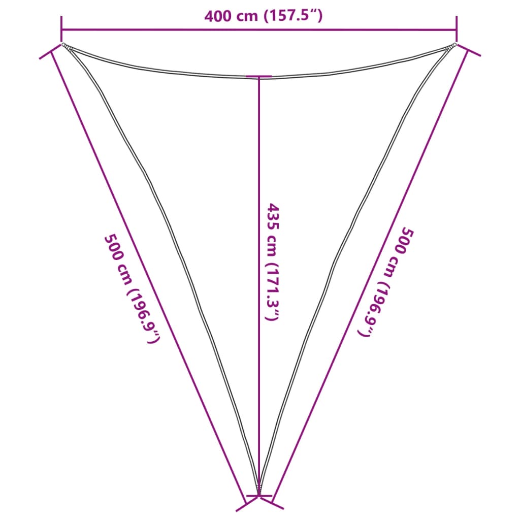 Para-sol estilo vela 160 g/m² 4x5x5 m PEAD preto