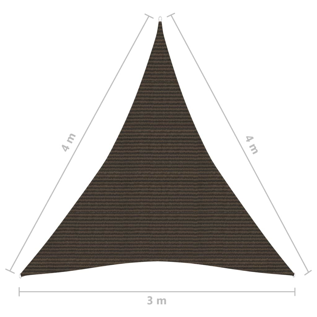 Para-sol estilo vela 160 g/m² 3x4x4m PEAD castanho