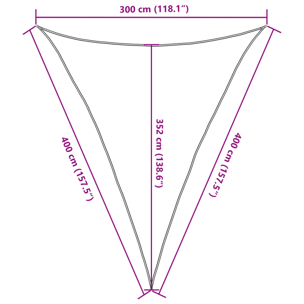 Para-sol estilo vela 160 g/m² 3x4x4m PEAD castanho