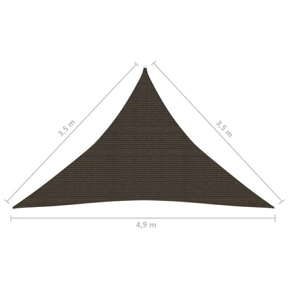 Para-sol estilo vela 160 g/m² 3,5x3,5x4,9 m PEAD castanho