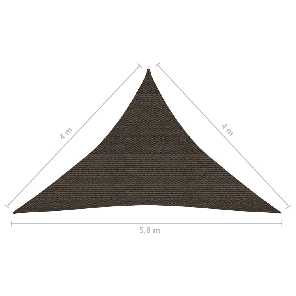 Para-sol estilo vela 160 g/m² 4x4x5,8 m PEAD castanho