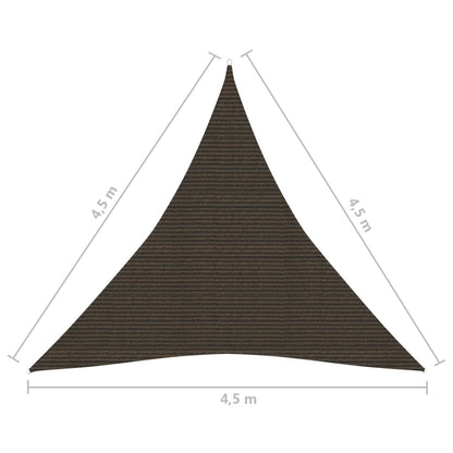 Para-sol estilo vela 160 g/m² 4,5x4,5x4,5 m PEAD castanho