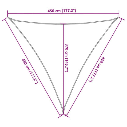 Para-sol estilo vela 160 g/m² 4,5x4,5x4,5 m PEAD castanho