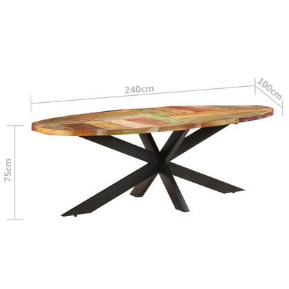 Mesa de jantar 240x100x75 cm madeira recuperada maciça