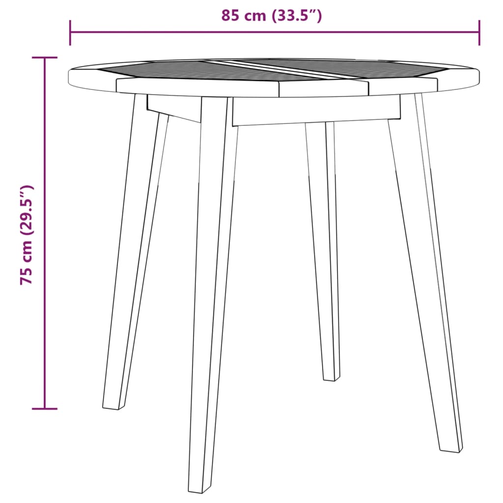 Mesa de jardim Ø85x75 cm madeira de acácia maciça