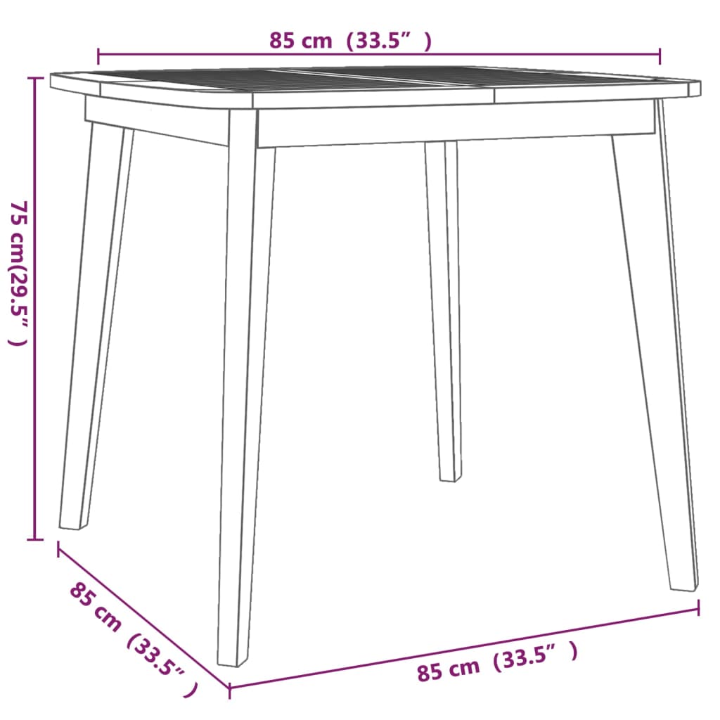 Mesa de jardim 85x85x75 cm madeira de acácia maciça