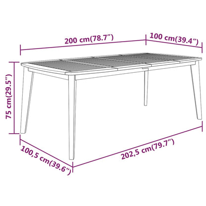 Mesa de jardim 200x100x75 cm madeira de acácia maciça