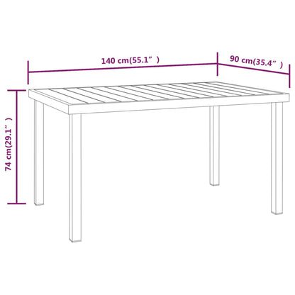 Mesa de jardim 140x90x74 cm alumínio e WPC preto