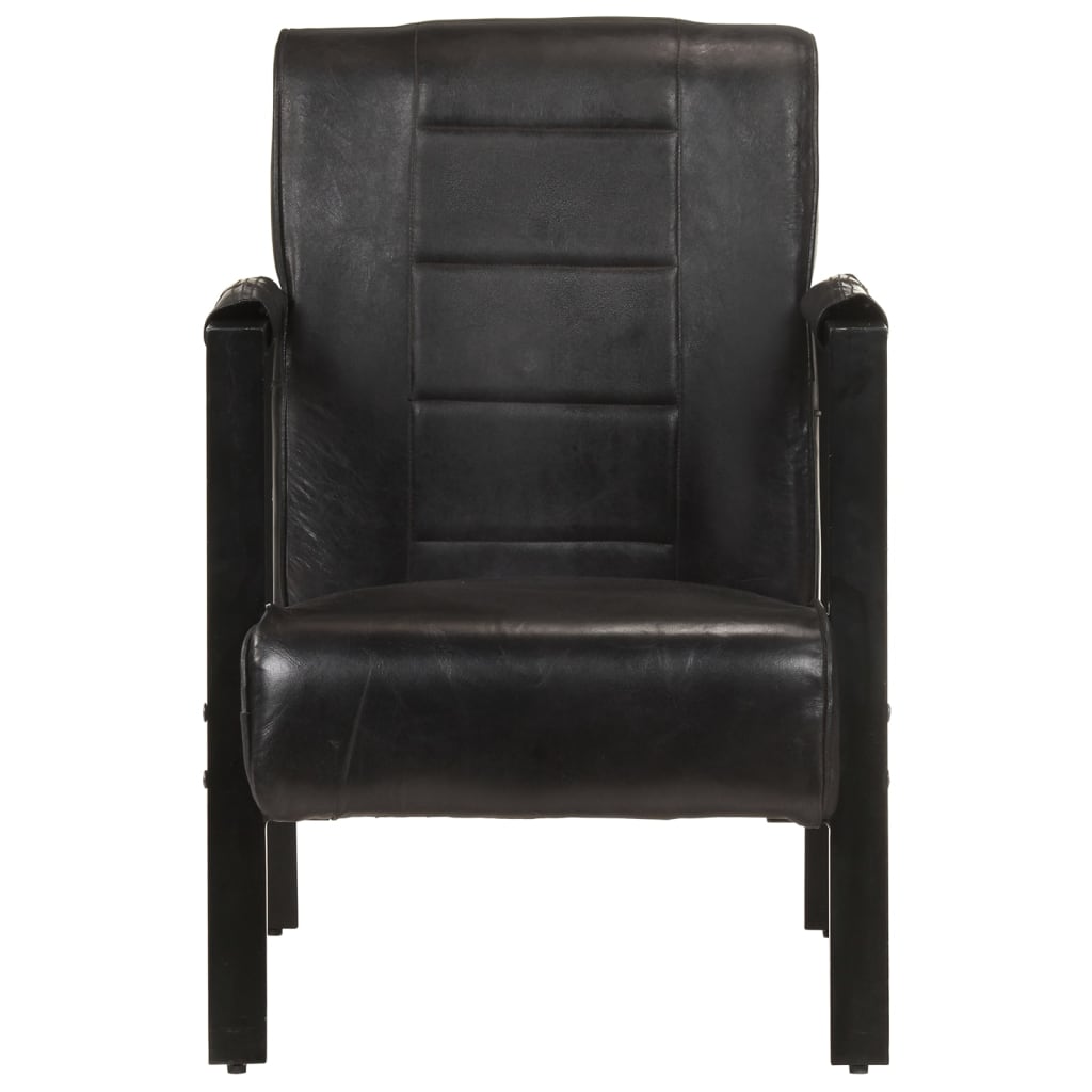 Poltrona couro de cabra genuíno 60x80x87 cm preto