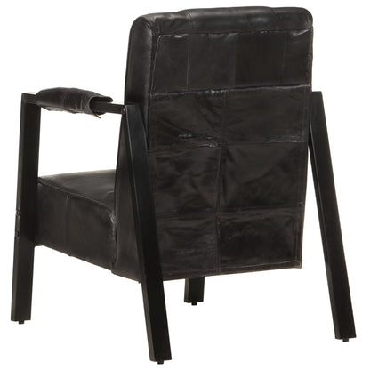 Poltrona couro de cabra genuíno 60x80x87 cm preto