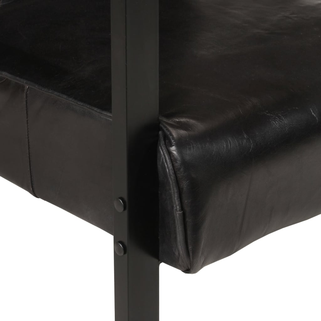 Poltrona couro de cabra genuíno 60x80x87 cm preto