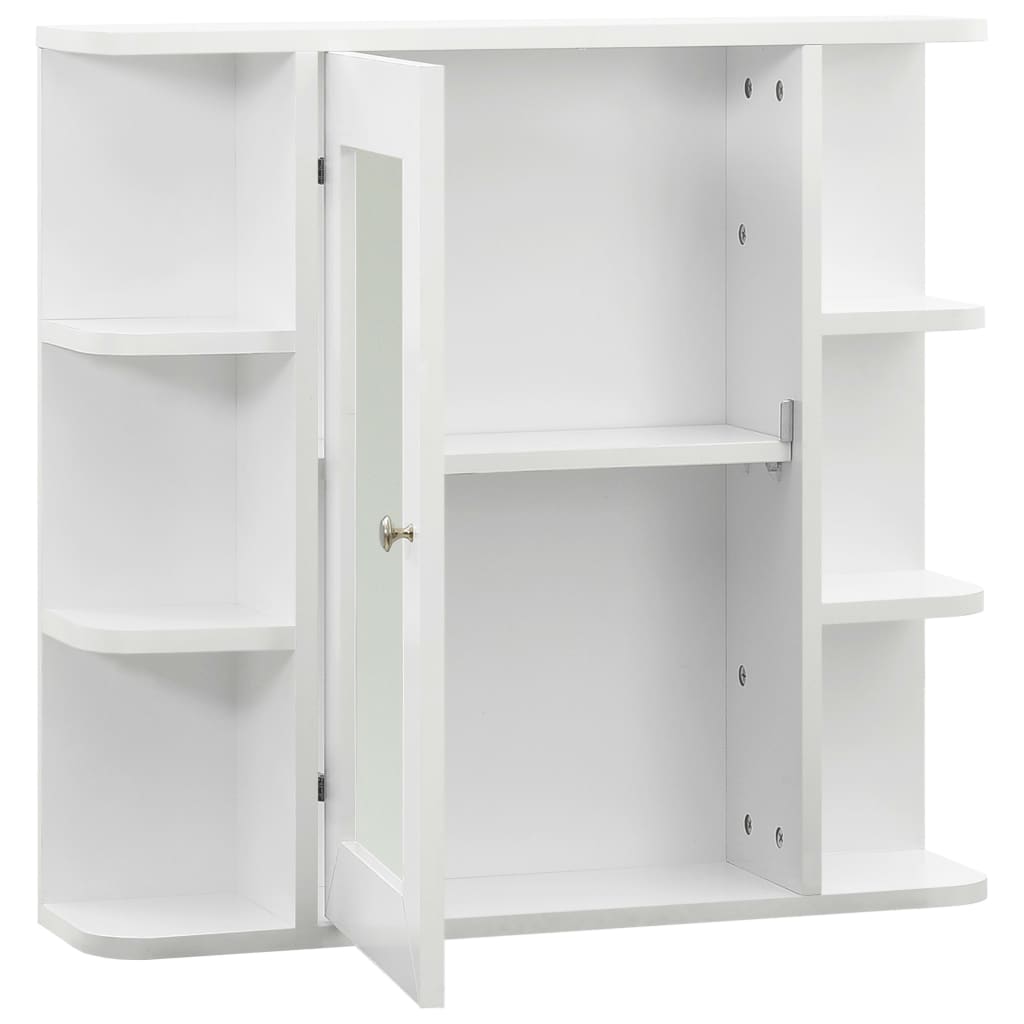 Armário espelhado para casa de banho 66x17x63 cm MDF branco