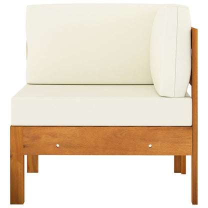 2 pcs conj. lounge de jardim c/ almofadões branco nata acácia